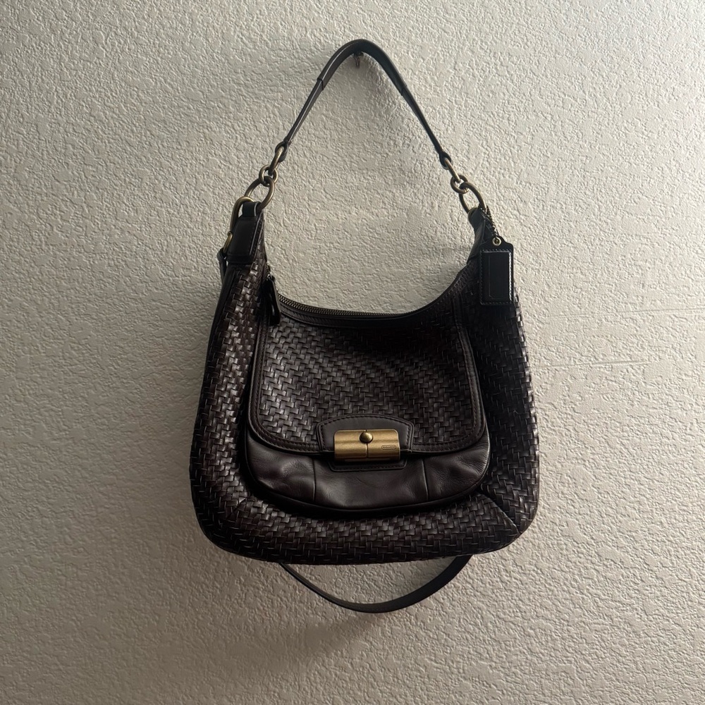 Coach Kristin Woven Leather Hobo • Brown